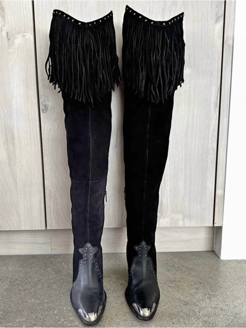 RARE & VHTF SPELL EVIE OTK FRINGE BOOTS (38)